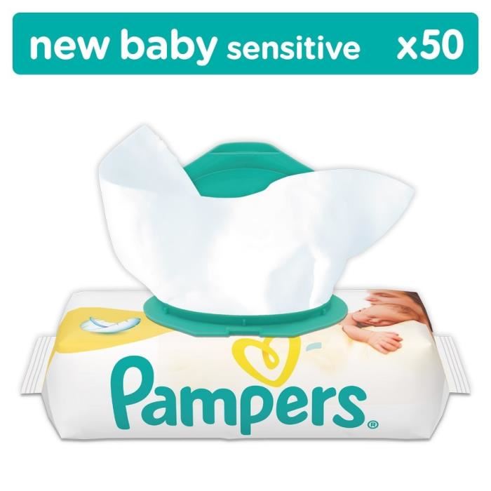 PAMPERS Lingettes Bébé New Baby Sensitive - 50 Lingettes