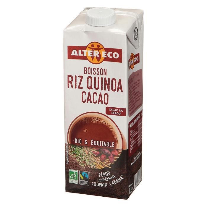 ALTER ECO Boisson riz quinoa cacao – Biologique et équitable – 1 L